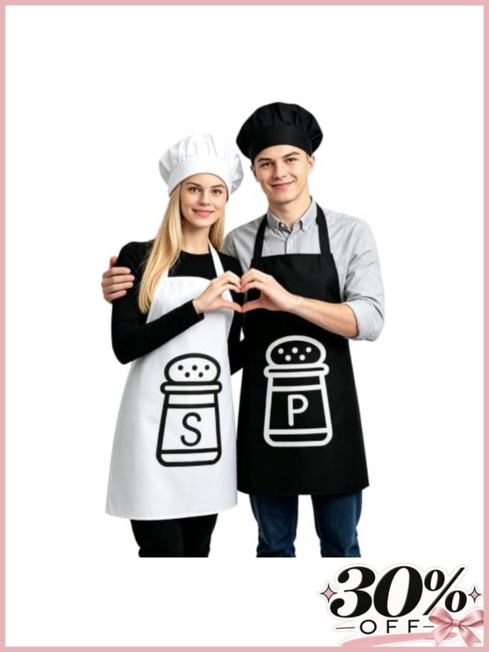 Salt and Pepper Couple Costume Set Chef Hat Apron Halloween Cosplay